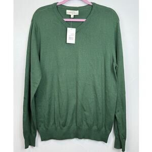 Hawker Rye Cotton Cashmere Sweater L Kombu Green NWT Minimalist Classic